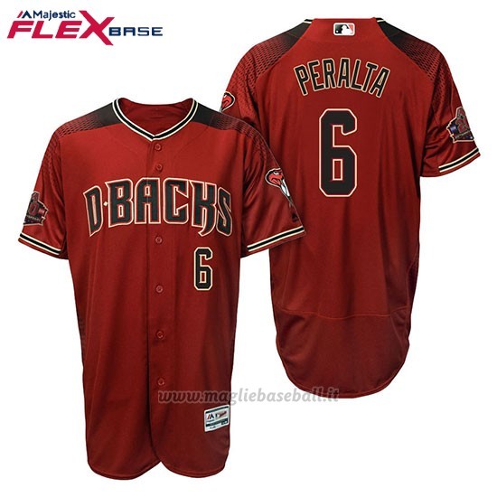 Maglia Baseball Uomo Arizona Diamondbacks 6 David Peralta 6 David Peralta Rosso Nero Alterner 20 Anniversario Flex Base